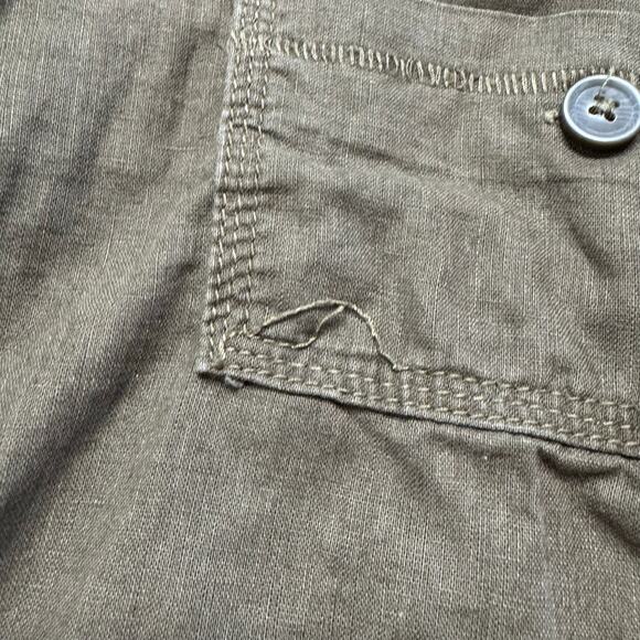 H&M Linen Blend Cargo Roll Tab Crop Pants in Olive Green Size 6 Womens Straight - Picture 9 of 9